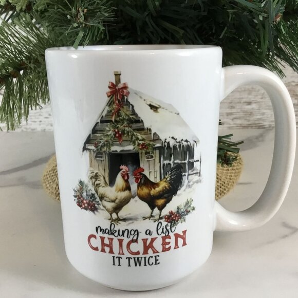 Making a List Chicken it Twice Ceramic Coffee Mug - 15 oz - Picture 2 of 5